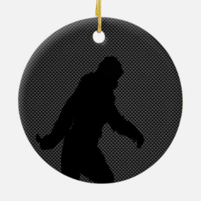 Sasquatch Silhouette på kolfiberutskrift Julgransprydnad Keramik (Baksidan)