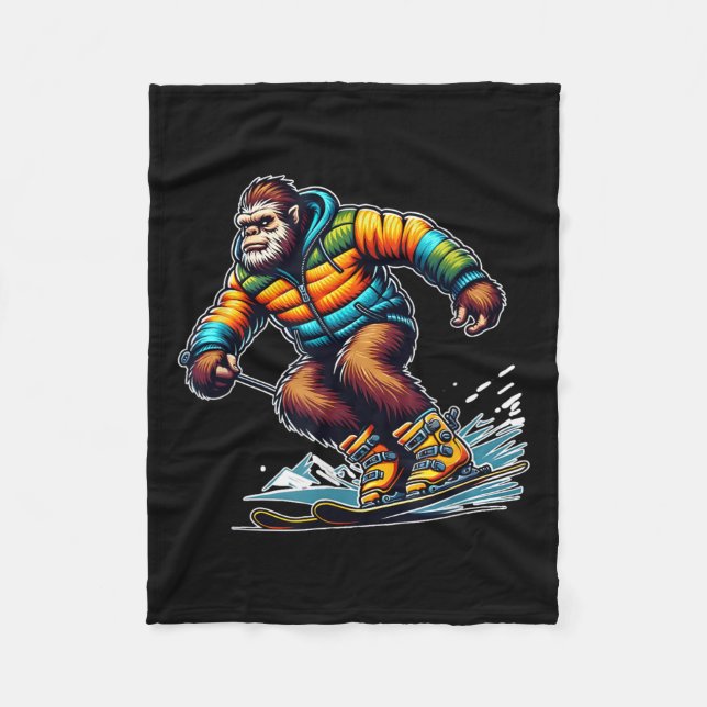 Sasquatch skidäventyr Bigfoot vinterskul  Fleecefilt (Framsidan)