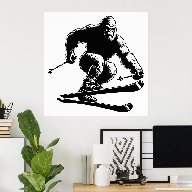 Sasquatch Skiing Poster (Hemmakontoret)