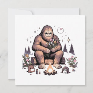 Sasquatch som håller blommor inbjudningar