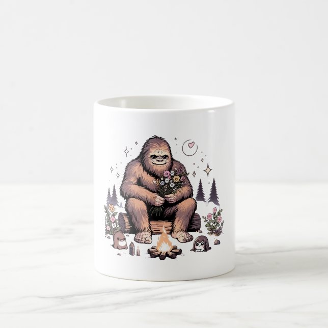 Sasquatch som håller blommor kaffemugg (Center)