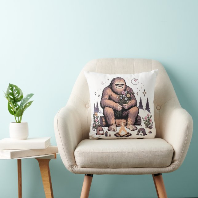 Sasquatch som håller blommor kudde (Stol)