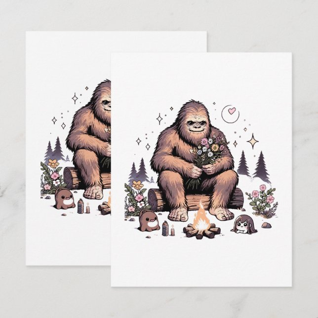 Sasquatch som håller blommor OSA kort (Fram/baksida)