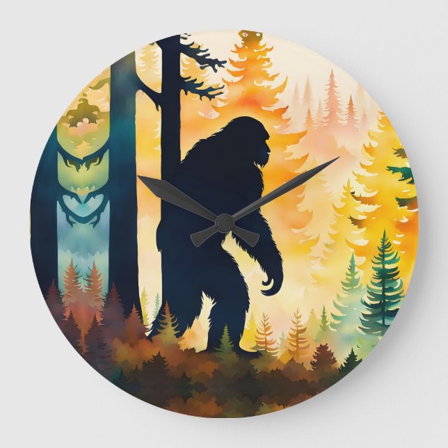 Sasquatch - stående stående liggande - uppfriskand stor klocka (Framsida)