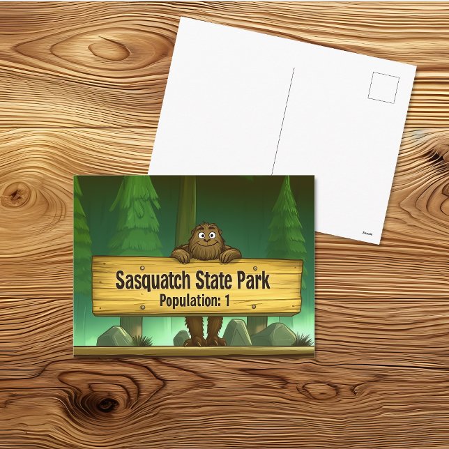 Sasquatch State Park vykort – Rolig Bigfoot (Skapare uppladdad)