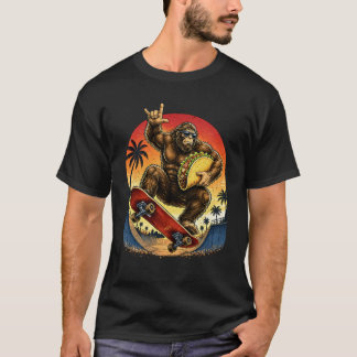 Sasquatch Taco Skateboard Solnedgång Utomhus Ävent T Shirt