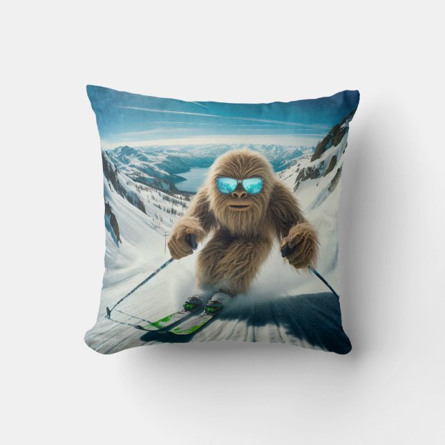 Sasquatch the Skier Kudde (Framsida)