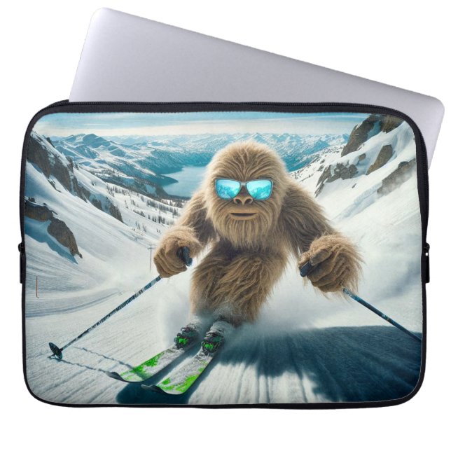 Sasquatch the Skier Laptop Fodral (Framsidan)