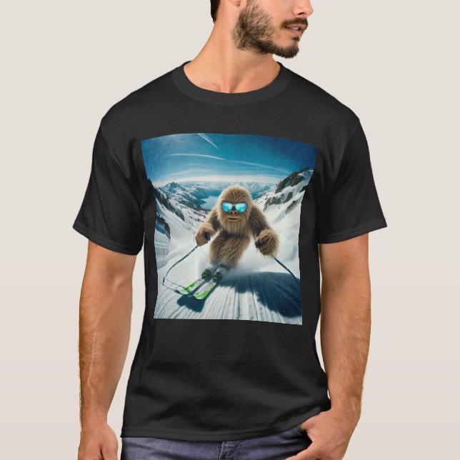 Sasquatch the Skier T Shirt (Framsida)
