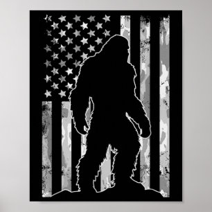 Sasquatch USA flagga Patriotic Bigfoot 4 juli Poster