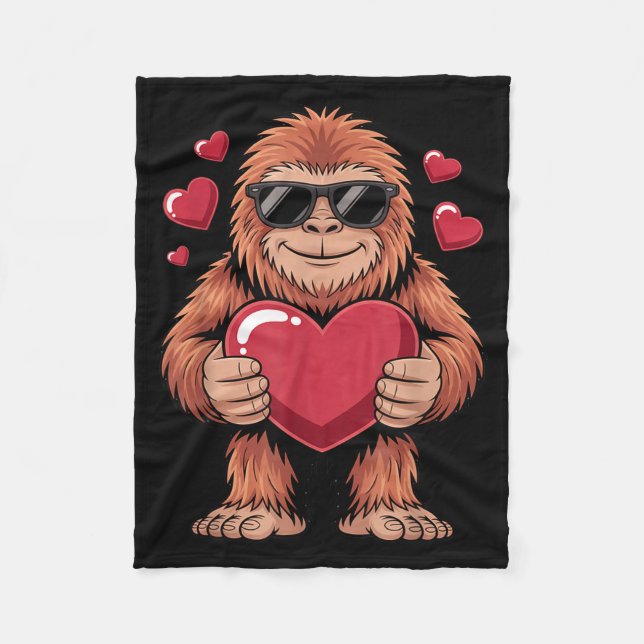 Sasquatch Valentine's Day - Bigfoot Heart Sungles  Fleecefilt (Framsidan)
