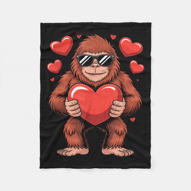 Sasquatch Valentine's Day - Bigfoot Heart Sungles  Fleecefilt (Framsidan)