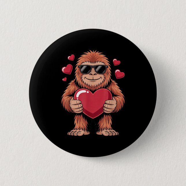 Sasquatch Valentine's Day - Bigfoot Heart Sungles  Knapp (Framsida)