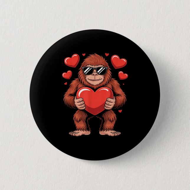 Sasquatch Valentine's Day - Bigfoot Heart Sungles  Knapp (Framsida)