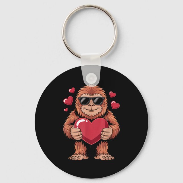 Sasquatch Valentine's Day - Bigfoot Heart Sungles  Nyckelring (Framsida)
