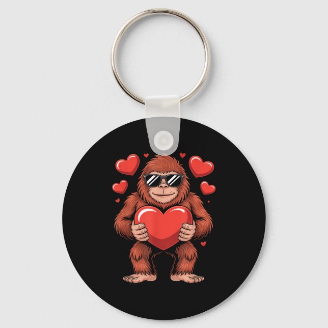 Sasquatch Valentine's Day - Bigfoot Heart Sungles  Nyckelring (Framsida)