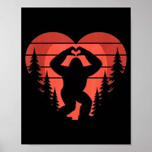 Sasquatch Valentine's Day - Bigfoot Heart Sungles  Poster (Framsidan)