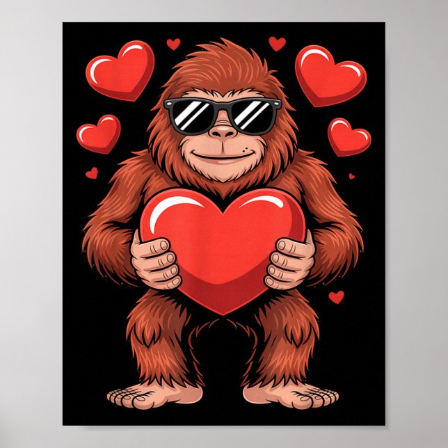 Sasquatch Valentine's Day - Bigfoot Heart Sungles  Poster (Framsidan)