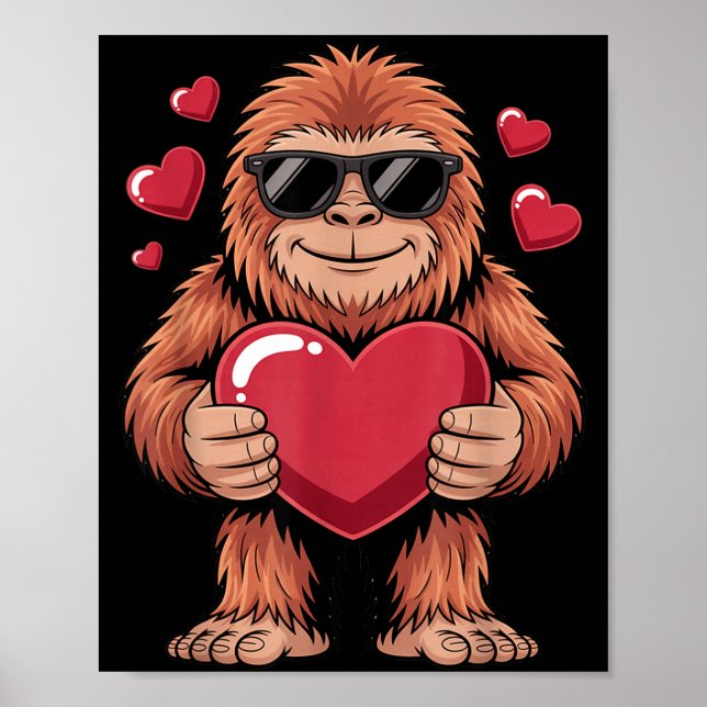 Sasquatch Valentine's Day - Bigfoot Heart Sungles  Poster (Framsidan)