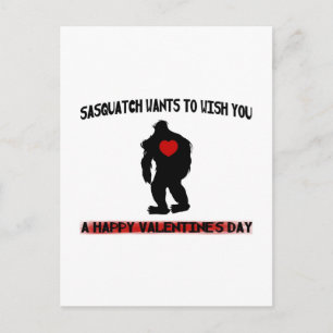 Sasquatch Valentines day Helg Vykort