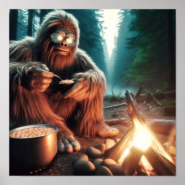 Sasquatch vid Campfire Poster (Framsidan)