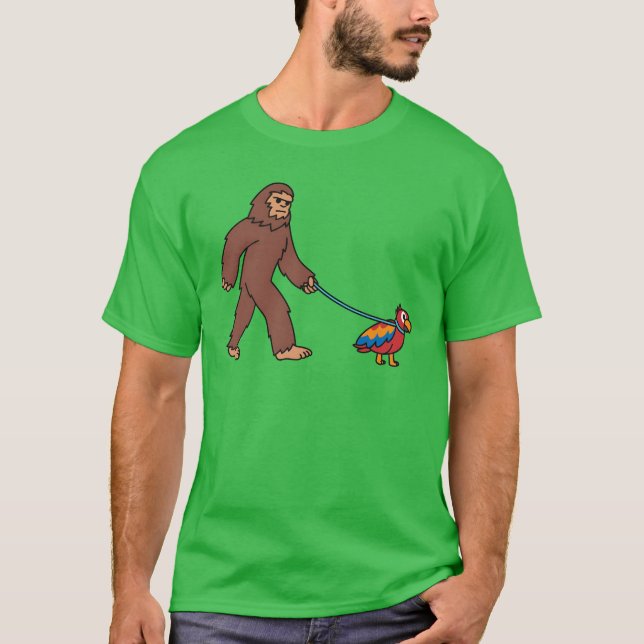 Sasquatch Walking Parrot Bird-vänner T Shirt (Framsida)
