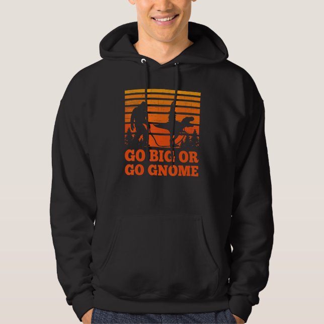 Sasquatch walking T-rex carrying a Gnome Go big Go Hoodie (Framsida)