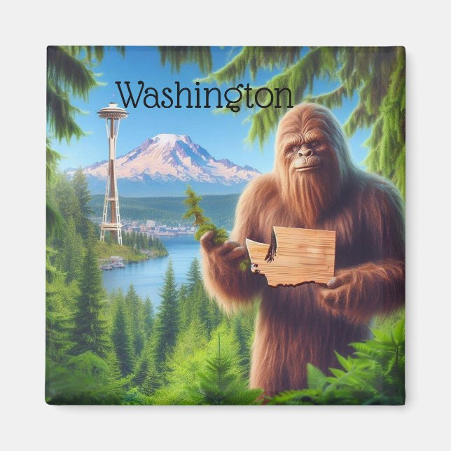 Sasquatch Washington Souvenir Travel Gift Magnet (Framsidan)