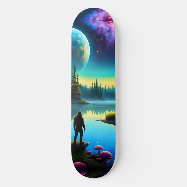 Sasquatch Watching nebulas på en avlägsen planet Mini Skateboard Bräda 18,5 Cm (Framsida)
