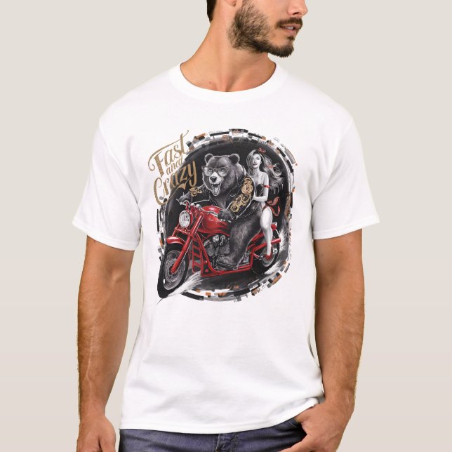 Sasquatch Yeti bigfoot på motorcykel T Shirt (Framsida)