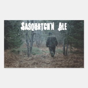 Sasquatch'n för brygd för hem för rektangulärt klistermärke