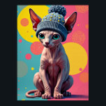 Sass phinx: Den ultimata pop-Art-Mode-katten Poster<br><div class="desc">I denna slående popkonst biet blir en sjö av slimmad sphynx-katt en höggradig ikon i mode med en allvarlig attityddos. Möt "Sass-phinx", ett kattdjur så att snyggt och apati får dig att ifrågasätta dina egna val. Med sitt rynklade, rosaktiga skinn och piercing turkos ögon utstrålar denna katt en vib av...</div>