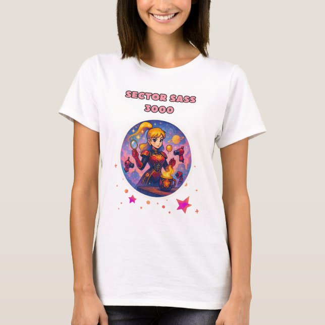 Sass space-tjej-skjorta med söt färg t shirt (Framsida)