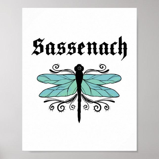 Sassenach Dragonfly Outlander Amber Blue Gift Tee Poster (Framsidan)