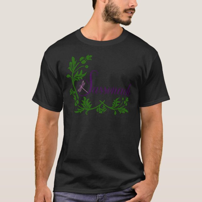 Sassenach Dronfly blommigt logotyp Sticker T Shirt (Framsida)