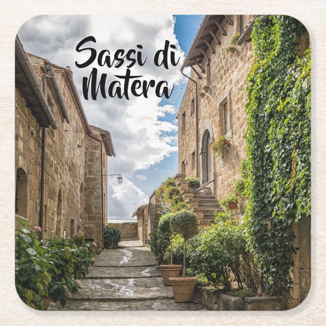 Sassi di Matera Italien Ivy Rustika trappor Underlägg Papper Kvadrat (Framsidan)