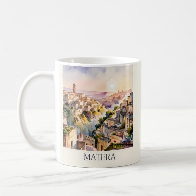 Sassi di Matera Resa Italien Grottstad Vattenfärg Kaffemugg (Vänster)