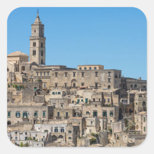 Sassi diMatera stad i italien Fyrkantigt Klistermärke