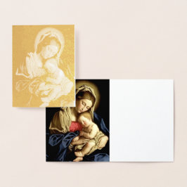 Sassoferrato Madonna och Child Gold Foil Card Folierat Kort