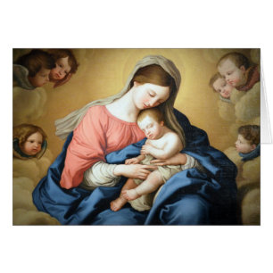 Sassoferrato Virgin Mary och Child Jesus Kristus Hälsningskort