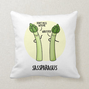 Sassparagus Cute Asparagus Vegetable PUn Kudde