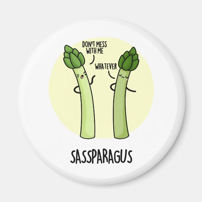 Sassparagus Cute Asparagus Vegetable PUn Magnet (Framsidan)