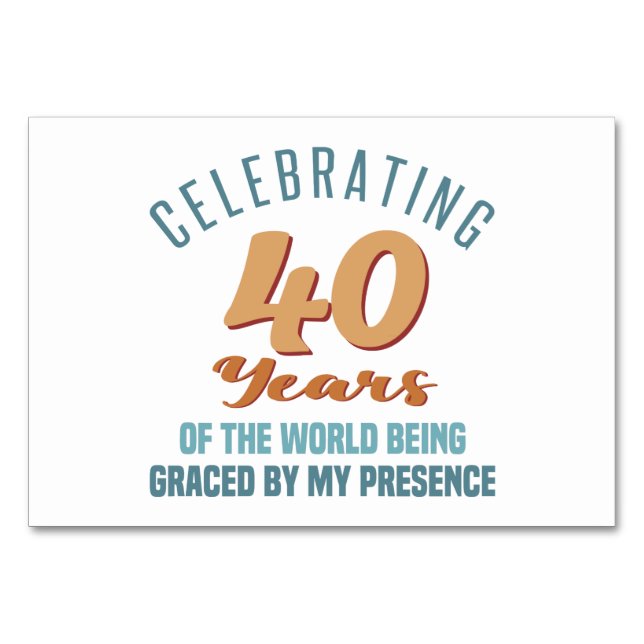 Sassy 40:e födelsedag bordsnummer (Framsidan)