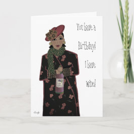 Sassy African American dam vin temat Birthday Kort