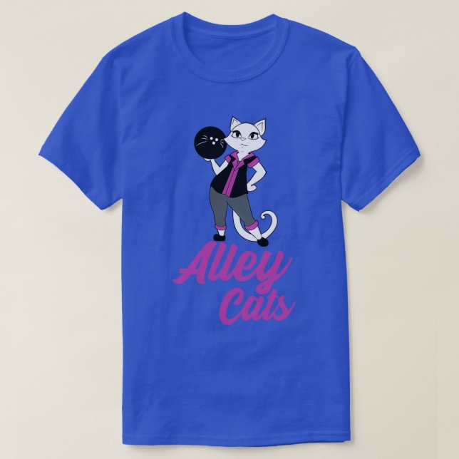 Sassy Alley Cat Bowling Team Backside Print Girls T Shirt (Design framsida)