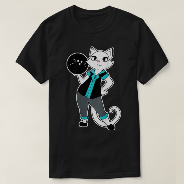 Sassy Alley Cat Bowling Team Backside T T Shirt (Design framsida)