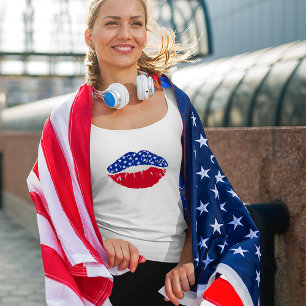 Sassy American Red White and Blue Läppar Linne Med Racerback