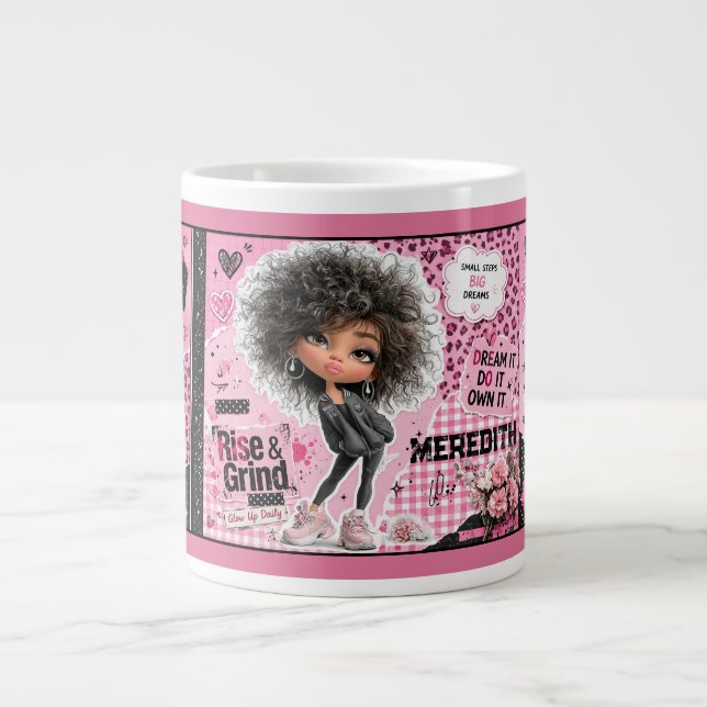 Sassy anpassad namnet rosa docka kaffemugg jumbo mugg (Framsidan)