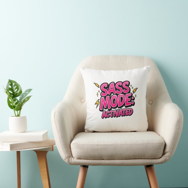 Sassy Attityd och Djärv Pop Art Kudde (Stol)