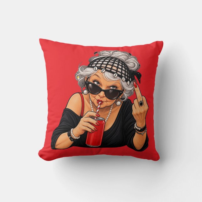 Sassy Badass Mormor som Vänder Ut Mittfingret Deko Kudde (Framsida)
